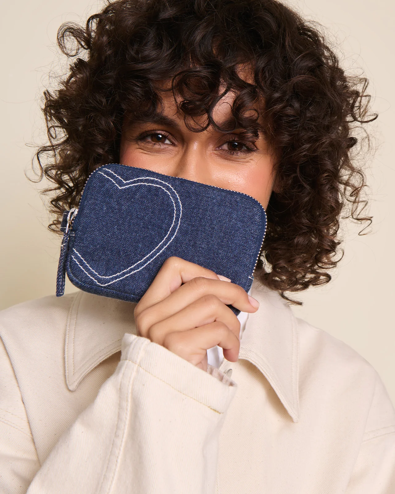 Porte-monnaie Coeur en denim