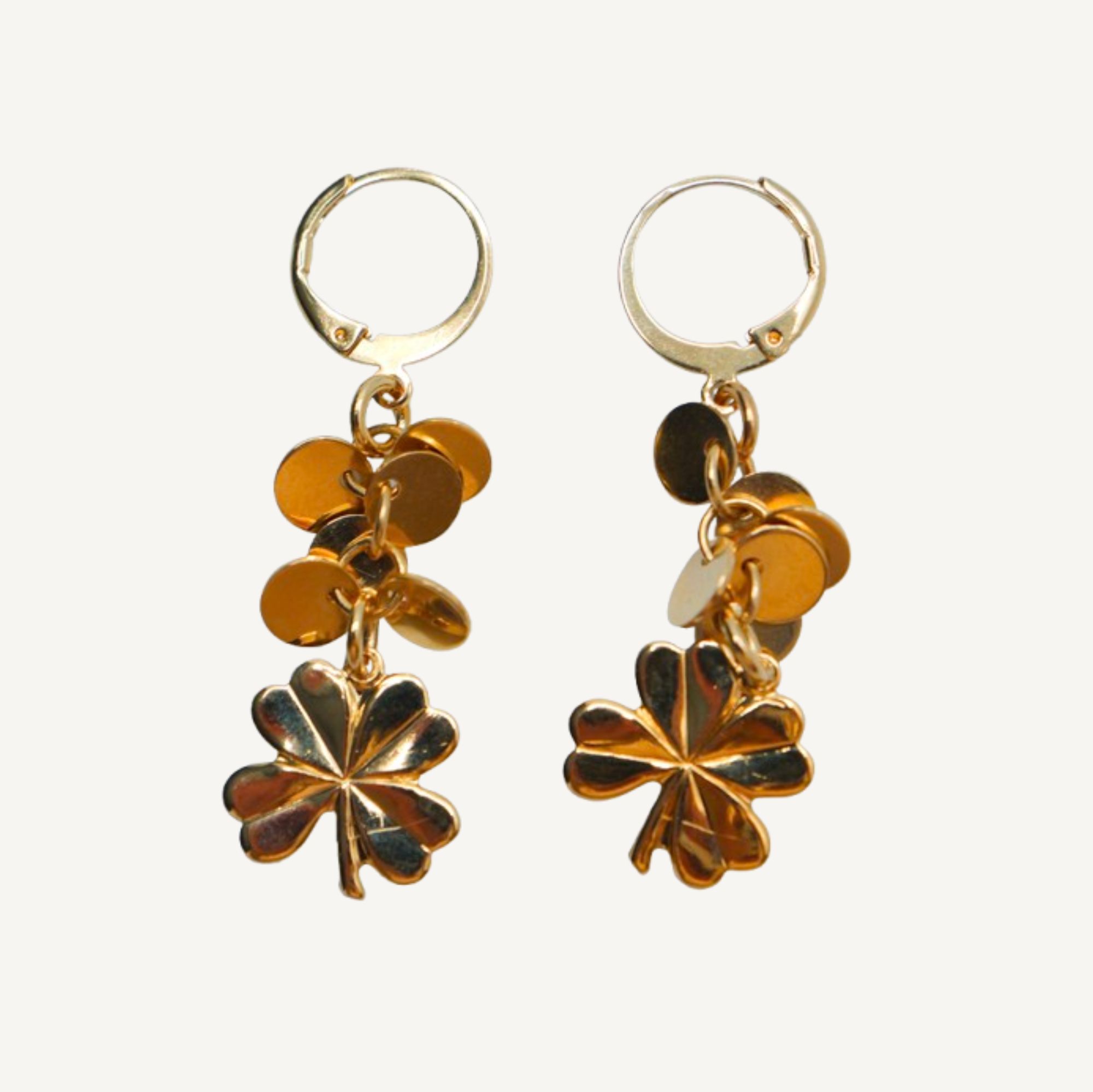 Boucle D'oreille Trèfle Doré