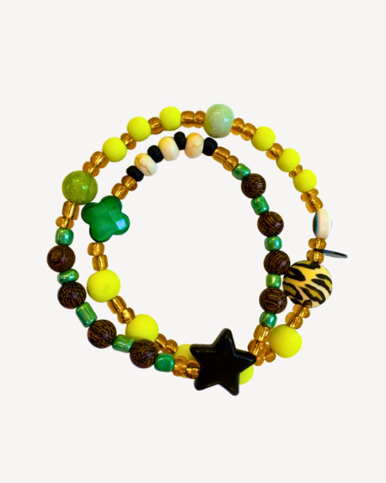 Bracelet double - étoile jaune/vert