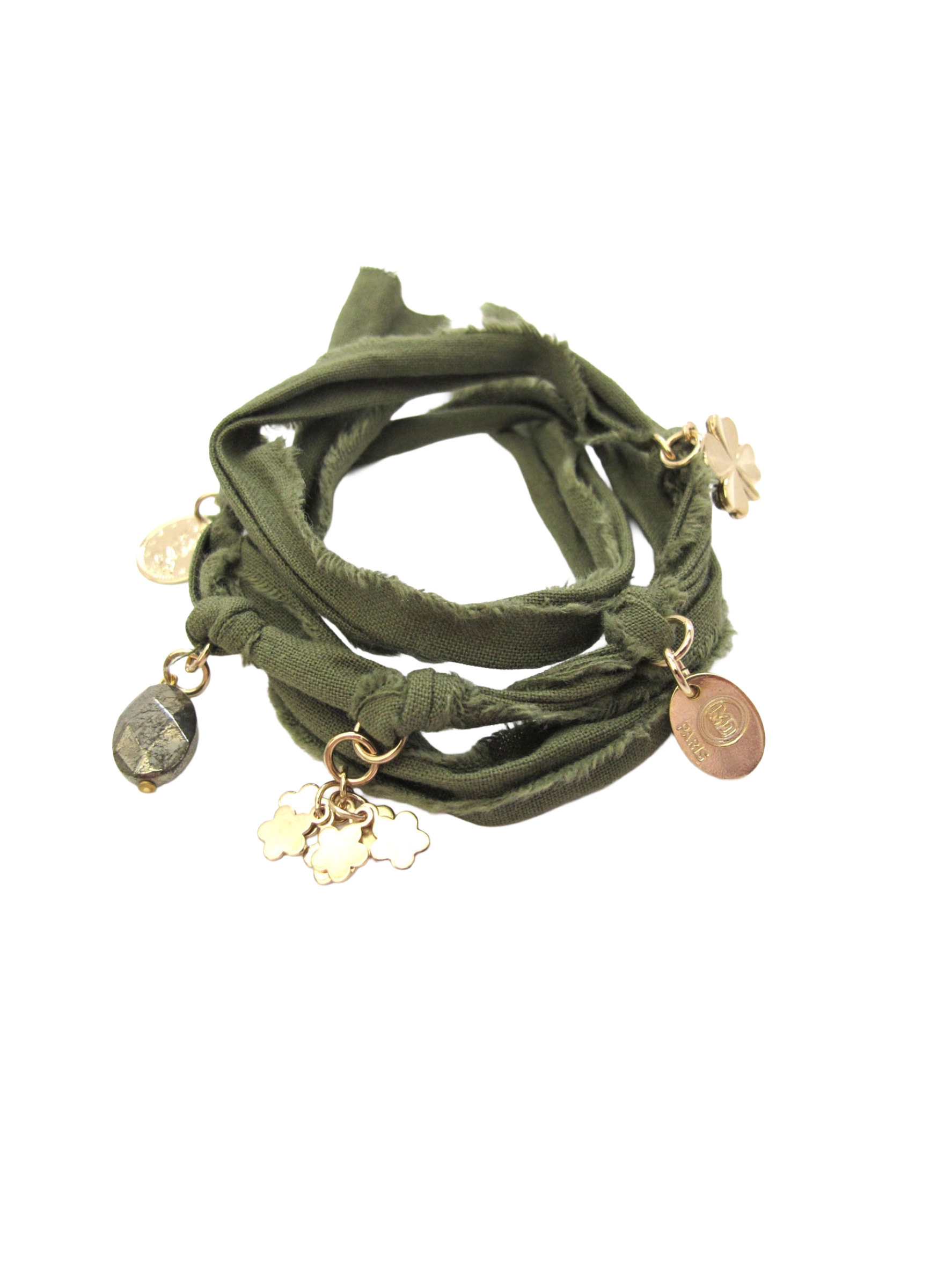 Bracelet Doudou à nouer Pampilles Kaki Marie Depaire - Concept Store Aparté La Rochelle