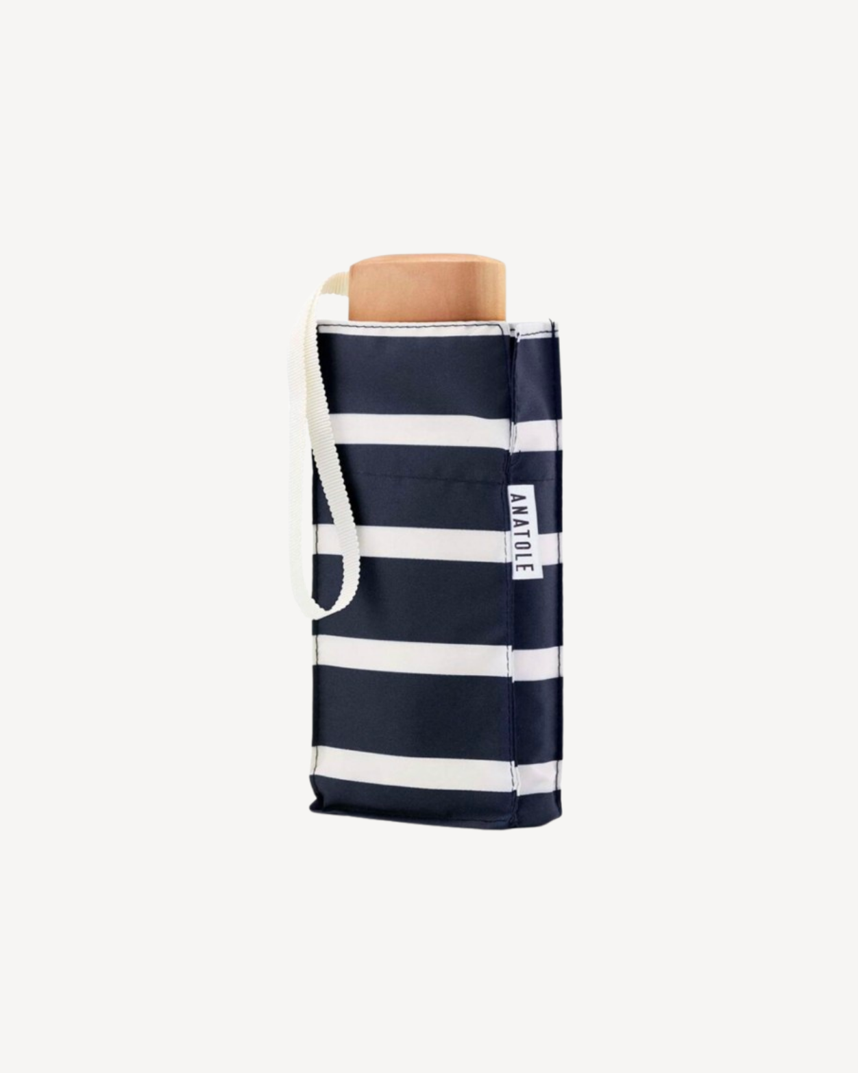 Mini parapluie bleu marine, rayures blanches « marinière » PABLO